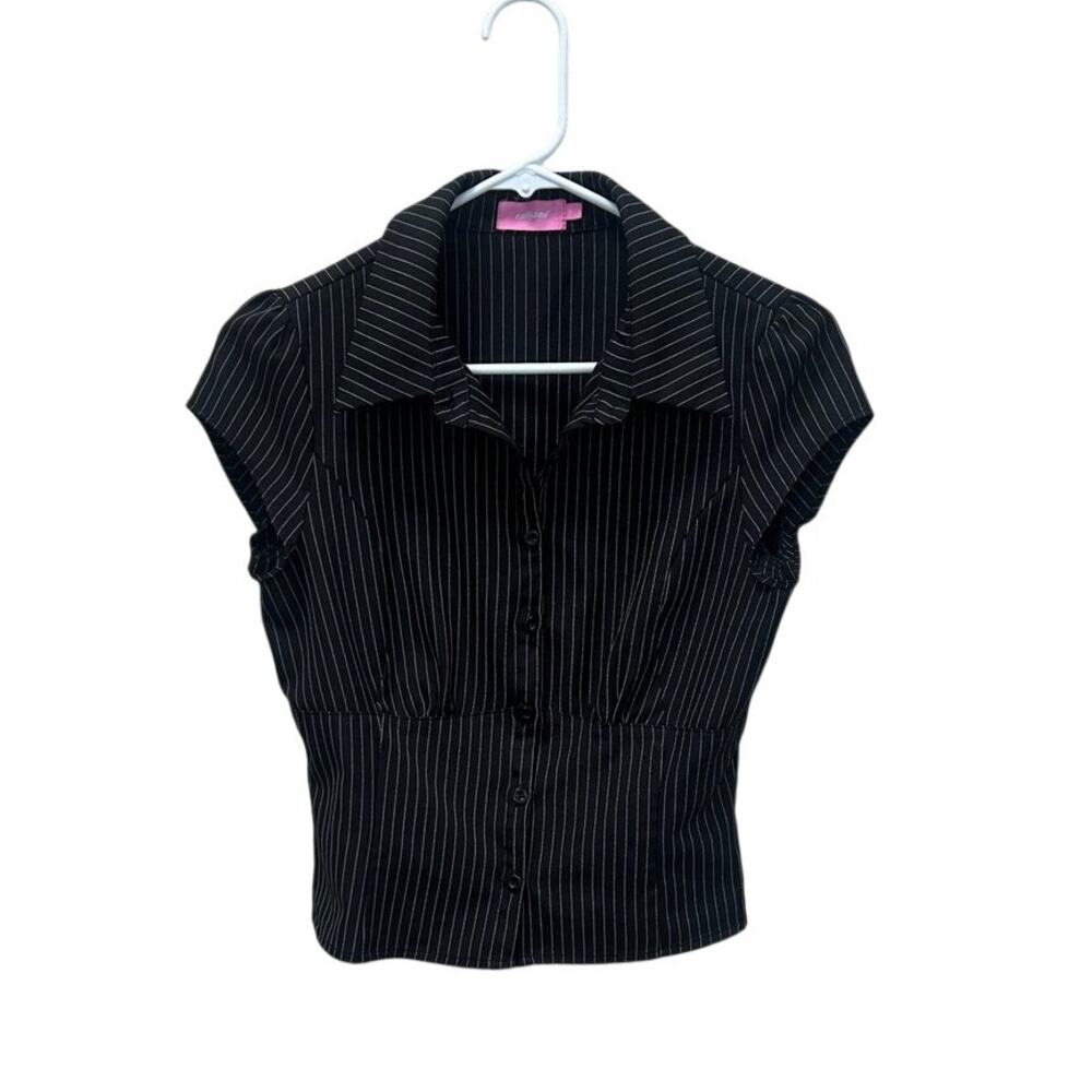 Edikted Juney Pinstripe Tailored Button Up Shirt size 4